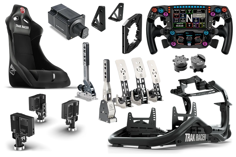 TR8 PRO WITH MOTION, WHEEL, WHEELBASE AND PEDALS – Trak Racer CA